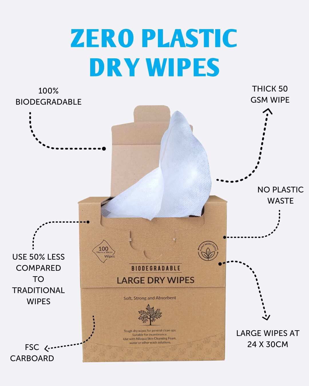 Zero plastic dry wipes